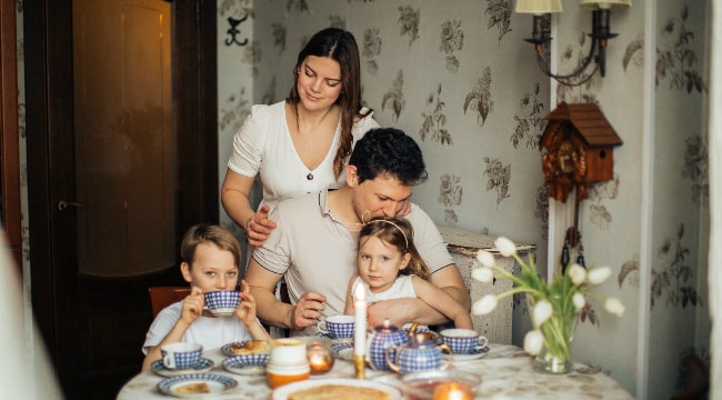A family enjoying time together during the Maslenitsa week