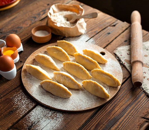 Pirozhki about to be put in the oven