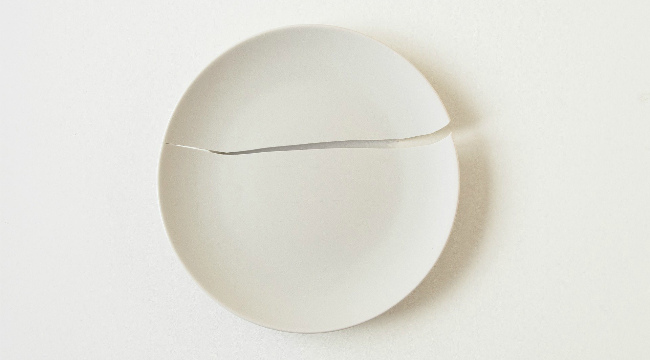 A white broken plate