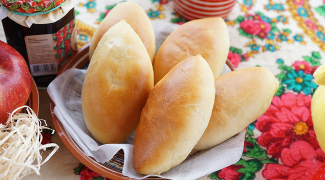Pirozhki about to be put in the oven