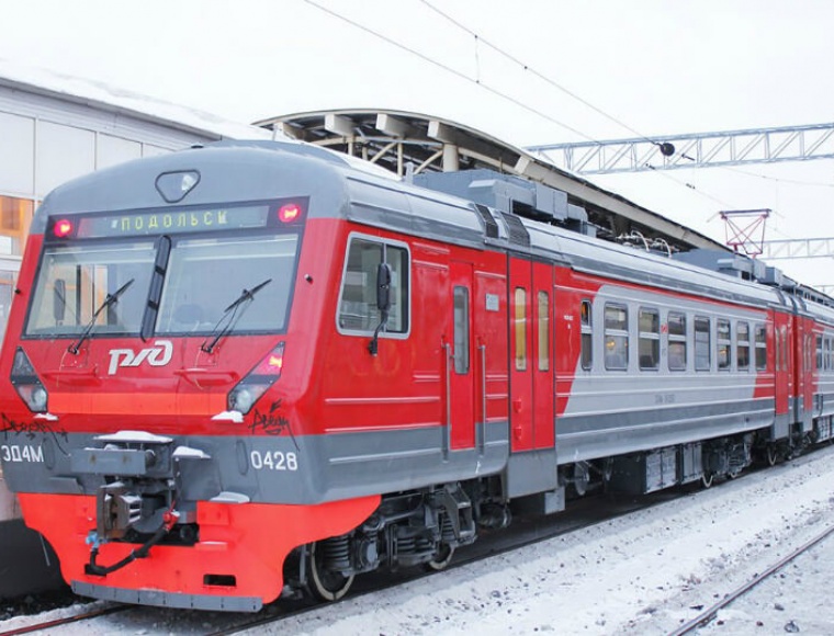 An exterior of an RZHD train